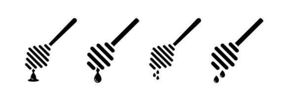 Honey dipper stick with dripping honey. Honey dipper. Honey stick. Honey vector