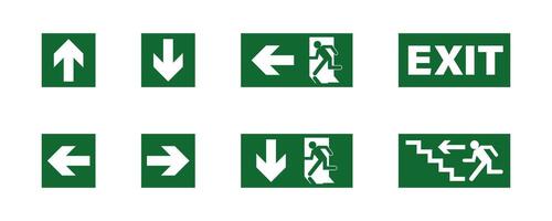 Emergency exit icon set. Doorway information icons. vector