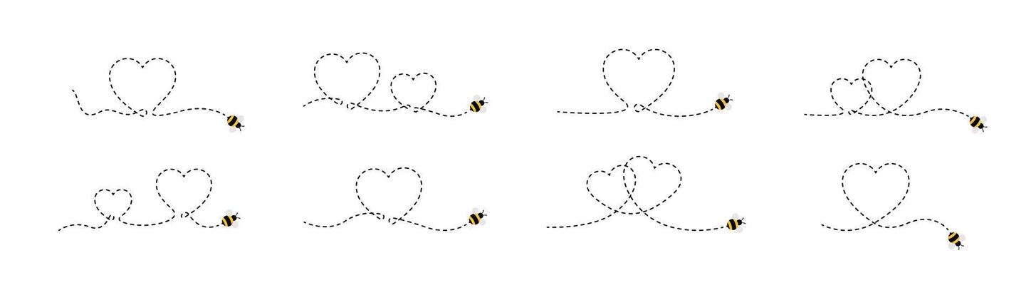 Flying bee. Flying bee illustration. Bee path. Flying route