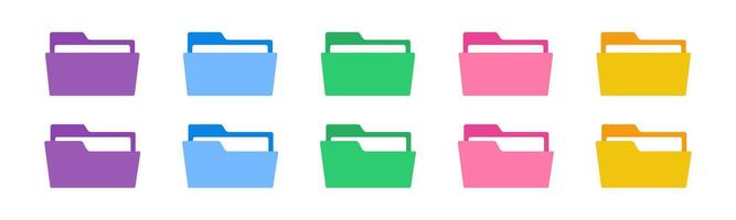 Flat file folder. File folders. File folder icon set. vector