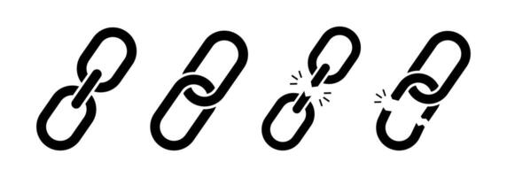 Chain icon set. Chains link breaking icons. vector