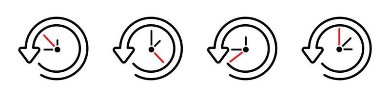 Clock icon set. Time clock icons collection. Line clocks. Time and Clock icons set. Clocks icon collection. vector