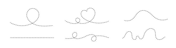 Dotted line set. Line with dots for children drawing collection. vector