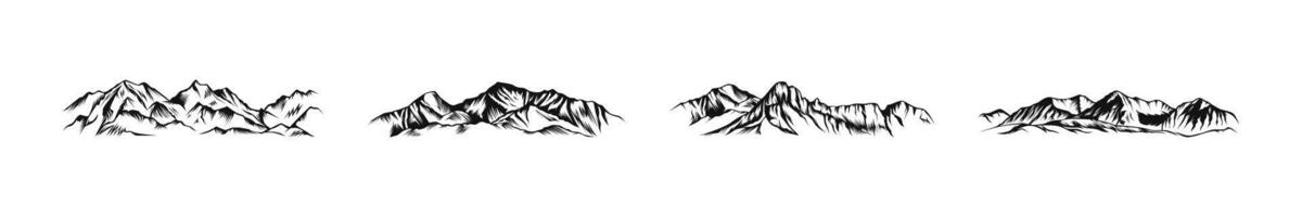 Mountains graphic collection. Mountain range drawing set. vector