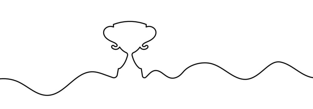 Continuous line drawing of trophy. One continuous line winner trophy. Continuous line drawing of trophy. Trophy linear icon. vector