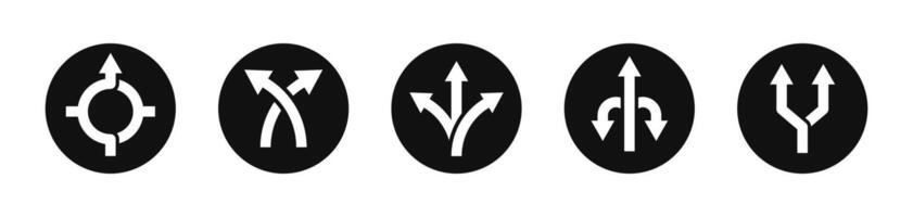 Way direction arrows. Road direction arrow set. Navigation arrows. Road arrows vector