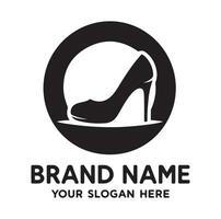 minimal lady shoe logo silhouette vector