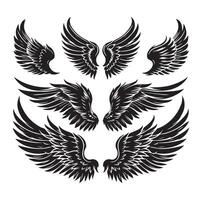 Wings silhouette set vector