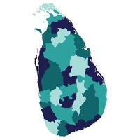 Sri Lanka map. Map of Sri Lanka in administrative provinces in multicolor vector