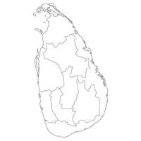 Sri Lanka map. Map of Sri Lanka in nine main regions in white color vector