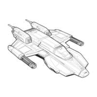 Futuristic Space Ship Sketch Art on Transparent Background png