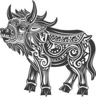 tribal animal using Aztecs style design with engraving style vector