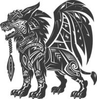 tribal animal using Aztecs style design with engraving style vector