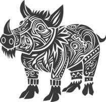 tribal animal using Aztecs style design with engraving style vector