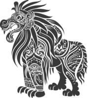 tribal animal using Aztecs style design with engraving style vector