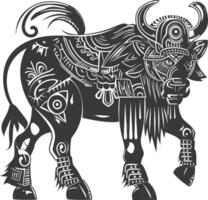 tribal animal using Aztecs style design with engraving style vector