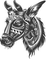 tribal animal using Aztecs style design with engraving style vector