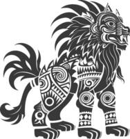 tribal animal using Aztecs style design with engraving style vector