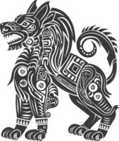 tribal animal using Aztecs style design with engraving style vector