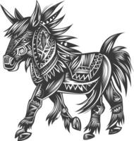 tribal animal using Aztecs style design with engraving style vector