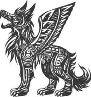 tribal animal using Aztecs style design with engraving style vector