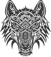 tribal animal head using Aztecs style design with engraving style vector