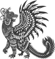 tribal animal using Aztecs style design with engraving style vector