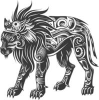tribal animal using Aztecs style design with engraving style vector