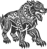 tribal animal using Aztecs style design with engraving style vector