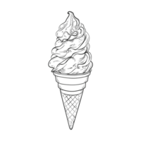 Ice Cream Sketch Art on Transparent Background png