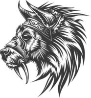 tribal animal head Aztecs style design with engraving style vector