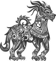 tribal animal using Aztecs style design with engraving style vector