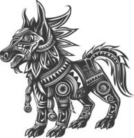 tribal animal using Aztecs style design with engraving style vector