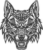tribal animal head using Aztecs style design with engraving style vector