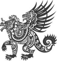 tribal animal using Aztecs style design with engraving style vector