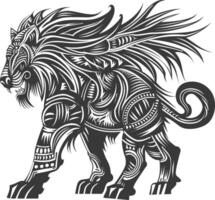 tribal animal using Aztecs style design with engraving style vector
