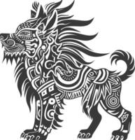 tribal animal using Aztecs style design with engraving style vector