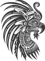 tribal animal head using Aztecs style design with engraving style vector