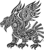 tribal animal using Aztecs style design with engraving style vector