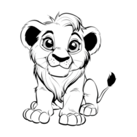 Cute Lion Sketch Art on Transparent Background png