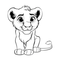 Cute Lion Sketch Art on Transparent Background png