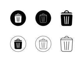 Delete or trash icon set illustration. vector