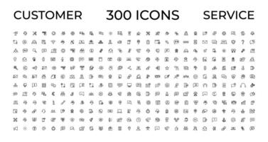 Customer service icon set. Containing customer satisfied, assistance, experience, feedback, operator and technical support icons. Thin outline icons pack. vector