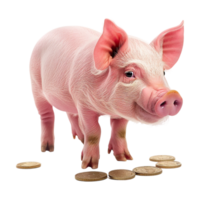 Pink Pig Standing on Transparent Background png