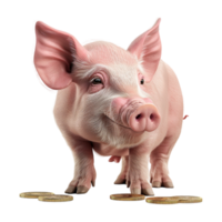 Pink Pig Standing on Transparent Background png