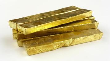 Gold bars isolated on white background. Financial concept. photo