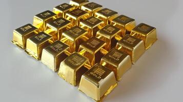 Gold bars isolated on white background. Financial concept. photo