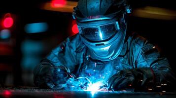 Technician welding steel There were sparks flying. photo