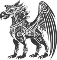 tribal animal using Aztecs style design with engraving style vector