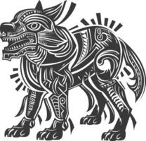 tribal animal using Aztecs style design with engraving style vector
